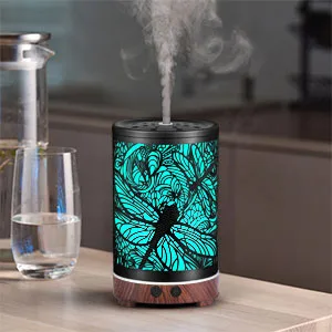 Metal Essential Oils Diffuser 200ML Aromatherapy Diffuser Cool Mist Humidifier with 7 Colors Lights Waterless Auto Off Air Diffusers for Home Office Room Bedroom (Dragonfly) 01_dragonfly - metal essential oil diffuser