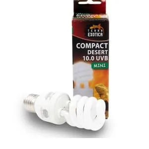 Terra exotica compact mini UVB 13 watt full spectrum daylight lamp - selection between 2.0 5.0 and 10.0 UVB lamps for your terrarium (Desert 10.0 UVB) - Mini Desert