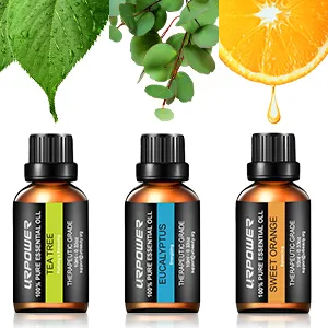 URPOWER Classical Essential Oil Diffuser with 6 Bottles 100% Pure Essential Oils, Gift Set Aroma Cool Mist Humidifier Aromatherapy Oil Diffuser Essential Oils for Home and Office Brown - Essential oil diffuser with oils