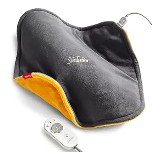 Sunbeam Heating Pad, ConformHeat Lightly Weighted Conforming Heating Pad, 14-Inch x 14-Inch, Xpressheat Technology, 3 Temperature Settings, Beeswax/Gray, 1 Count - Sunbeam