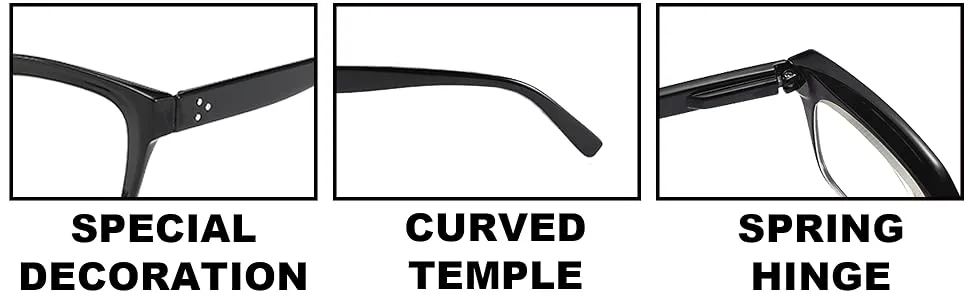 3 Pack Oversize Square Design Reading Glasses for Women, Blue Light Blocking Computer Reader Black&leopard&transparent 1.25 x - Test 1