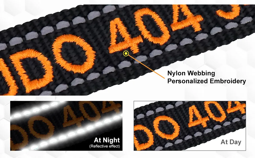 Tagme Personalized dog collar for medium dog with embroidered reflective nylon dog collar with pet name & telephone number black M m (1 Pack) black - Schwarz Reflektierendes Nylon Hundehalsband