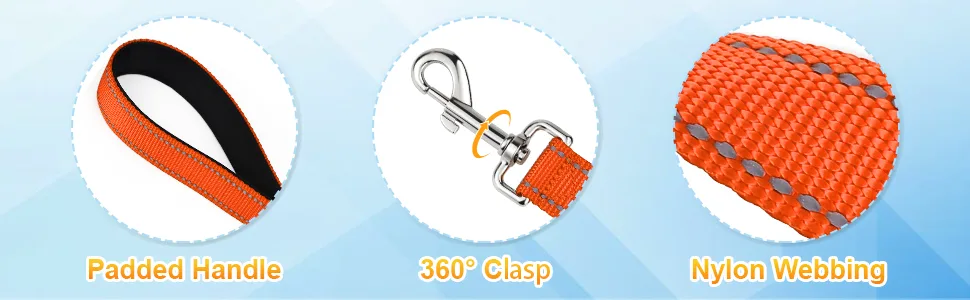 Tagme dog collar and leash personalizing reflective dog collar with 1.5m double -sided reflective dog leash for large dogs orange l (1 Pack) orange set - Nylon Leine