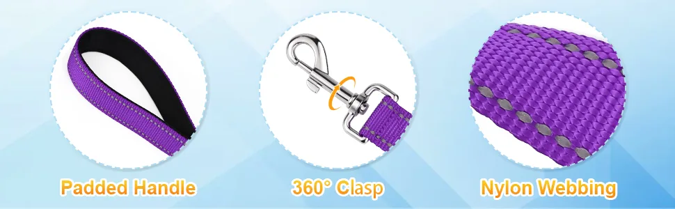 Tagme dog collar and leash personalizing reflective dog collar with 1.5m double -sided reflective dog leash for small purple s (1 Pack) purple set - Nylon Leine