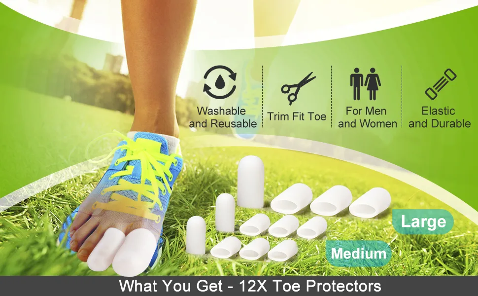 Bukihome 12 PCS Toe Protectors, Silicone Toe Caps to Cushion Toe Blister, Corn, Callus, Great for Running, Walking, Stop Toe Pain - product information 4