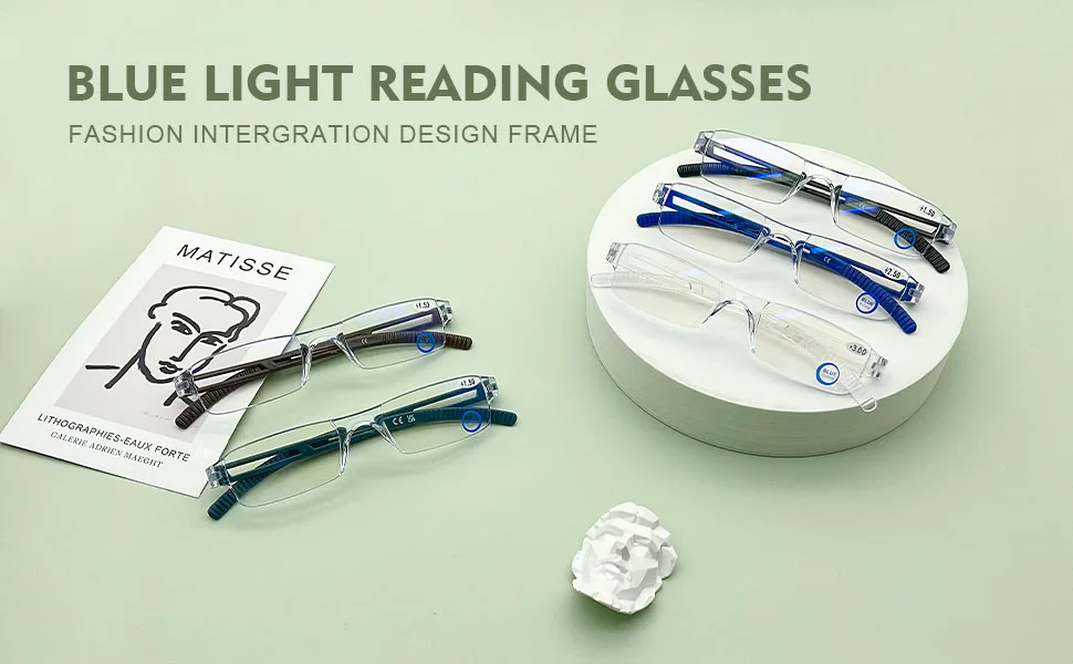 DOOViC 5 Pack Blue Light Reading Glasses One-Piece Design Blue Blocking Computer Readers for Men Women Unisex UV Protection +1.50 5 Pack-b 1.5 x - reading glasses for women