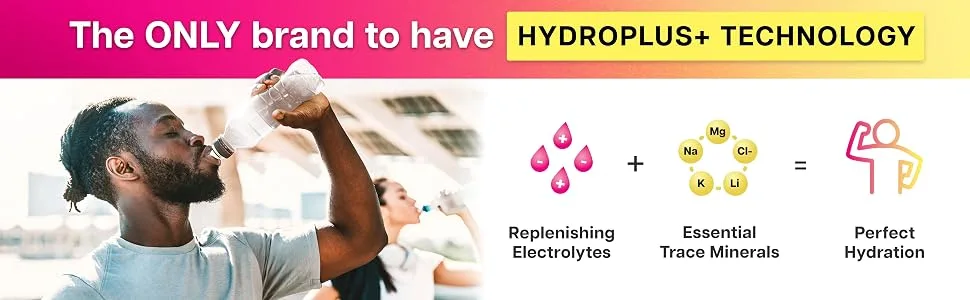 Delicious Keto Electrolyte Powder Hydration Supplement - Hydration Powder - Keto Electrolytes Supplement - No Sugar, 0 Carbs, Magnesium, Potassium, Calcium - Raspberry Lemonade - hydroplus technology, electrolytes, essential trace minerals, perfect hydration