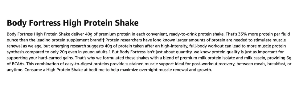Body Fortress Ready to Drink Protein Shake, 40g of Protein, Chocolate, 11 Fl Oz (Pack of 12) - unspecified