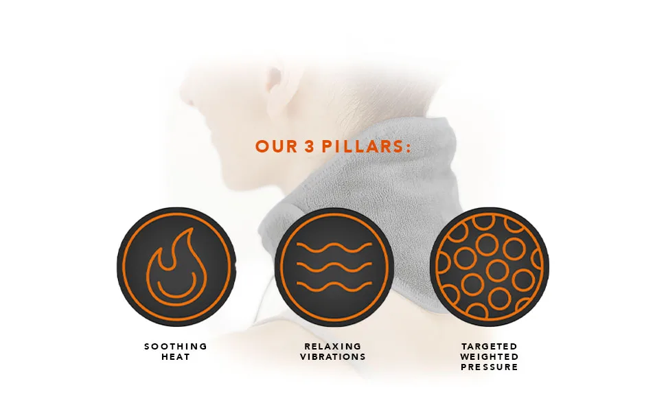 Calming Heat Neck Wrap by Sharper Image Personal Electric Neck Heating Pad with Vibrations, 3 Heat & 3 Vibration Settings- 9 Relaxing Combinations Neck Wrap- 9 Combos - 3 pillars
