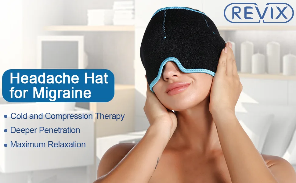 REVIX Migraine Ice Head Wrap for Headache Relief Hat, Reusable Gel Cold Pack for Migraines or Puffy Eyes, Tension, Sinus & Stress Relief - product information 4