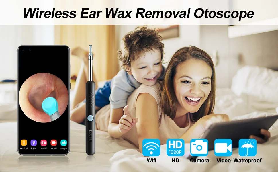Earwax Removal Tool with Camera,Earwax Cleaner Tools with 1080P FHD Wireless Ear Otoscope,Earwax Cleaner Pick Kit for Android,iPhone & iPad - Wireless