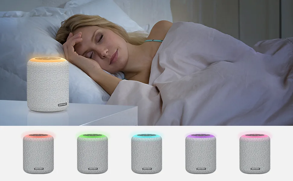 BUFFBEE White Noise Sound Machine for Sleeping with 17 Soothing Sounds, 8 Color Night Light, Memory Function, Fabric Design - Noise Maker for Home, Office, Kids and Adults -Light Grey - White noise machine