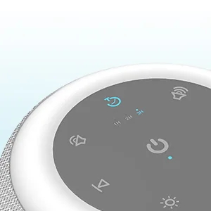 BUFFBEE White Noise Sound Machine for Sleeping with 17 Soothing Sounds, 8 Color Night Light, Memory Function, Fabric Design - Noise Maker for Home, Office, Kids and Adults -Light Grey - White noise machine