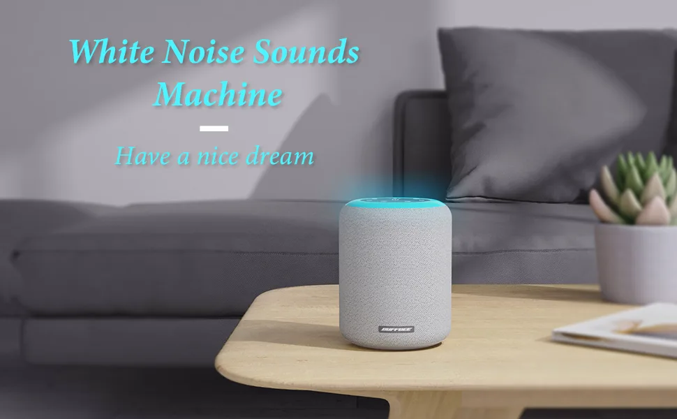BUFFBEE White Noise Sound Machine for Sleeping with 17 Soothing Sounds, 8 Color Night Light, Memory Function, Fabric Design - Noise Maker for Home, Office, Kids and Adults -Light Grey - White noise machine