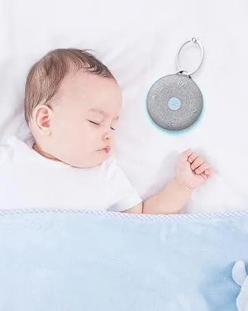 BUFFBEE White Noise Sound Machine for Sleeping with 17 Soothing Sounds, 8 Color Night Light, Memory Function, Fabric Design - Noise Maker for Home, Office, Kids and Adults -Light Grey - white noise machine for baby