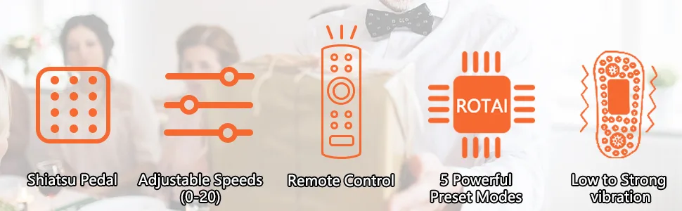 ROTAI Vibration Foot Massager Multi Relaxations and Pain Relief Rotating Acupressure Electric Foot Circulation Device with Remote Control Orange Black-orange - additional info