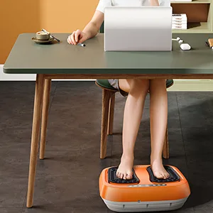 ROTAI Vibration Foot Massager Multi Relaxations and Pain Relief Rotating Acupressure Electric Foot Circulation Device with Remote Control Orange Black-orange - Foot massager Works under desk