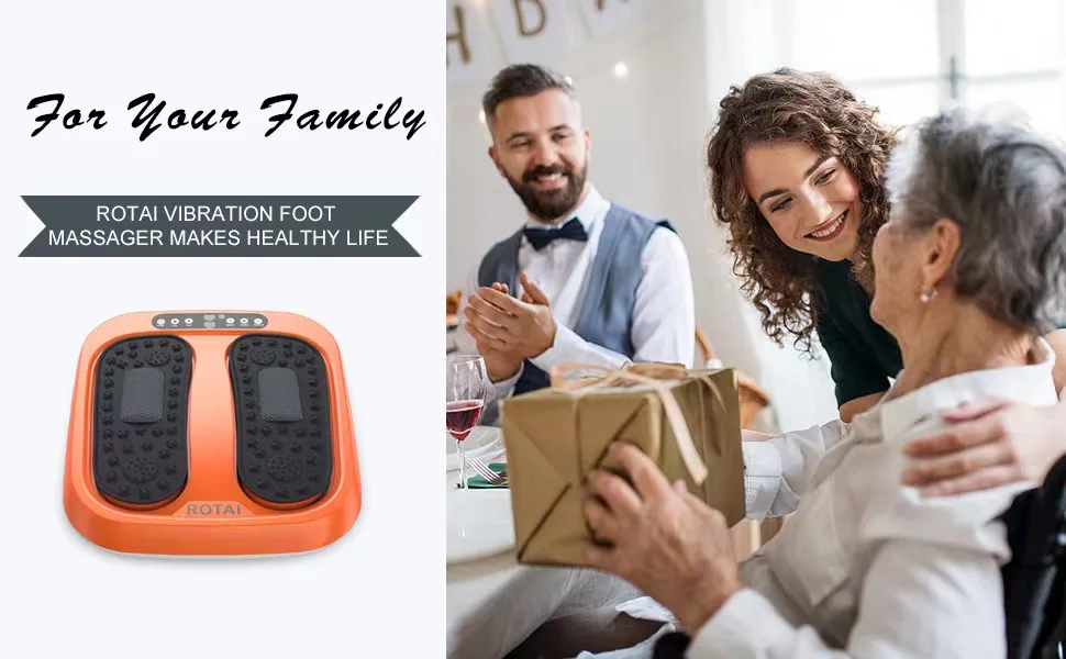 ROTAI Vibration Foot Massager Multi Relaxations and Pain Relief Rotating Acupressure Electric Foot Circulation Device with Remote Control Orange Black-orange - ROTAI Vibration circulation foot massager machine