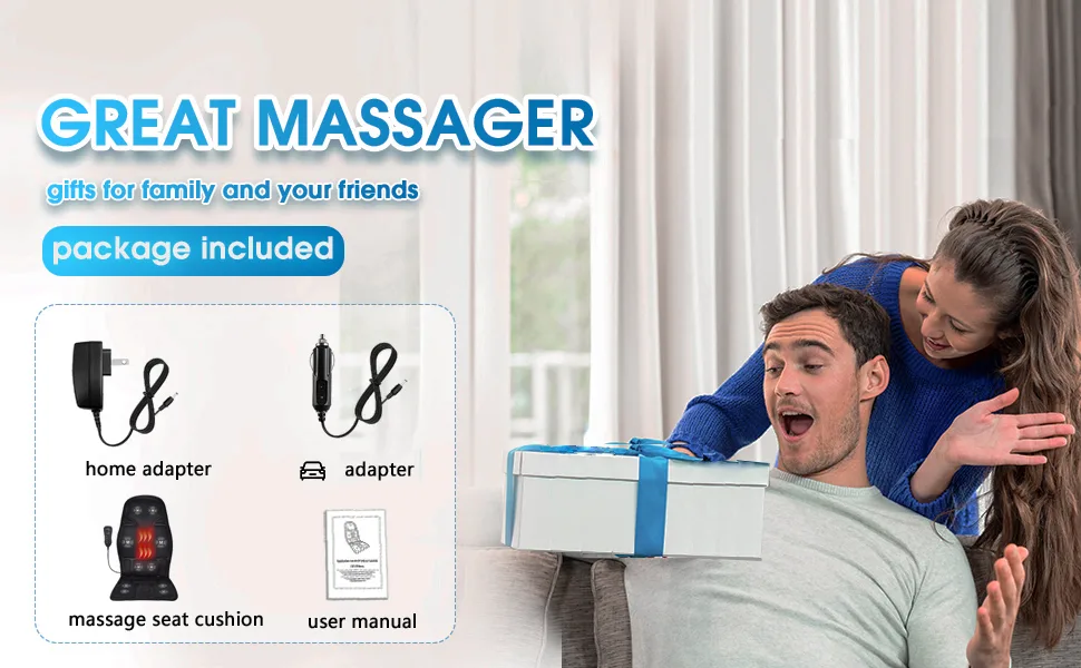 Vibration Back-Massager, Back Massage-Cushion, 10 Vibrating Nodes to Release Stress and Fatigue, for Home and Office Use (Light Black) - gift for father