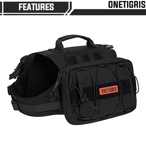 OneTigris Mammoth Dog Backpack 2.0 Version Tear Camping Hiking Dog Backpack for M/L Size Dogs (M Black) M Black - taktische hundeweste
