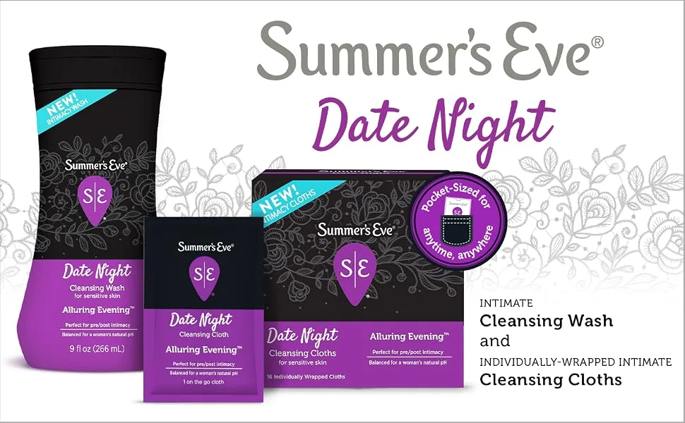 Summer's Eve Date Night Feminine Cleansing Wash, Pre/Post-Intimacy Cleansing, 9 fl oz 9 Fl Oz (Pack of 1) Date Night - Summer
