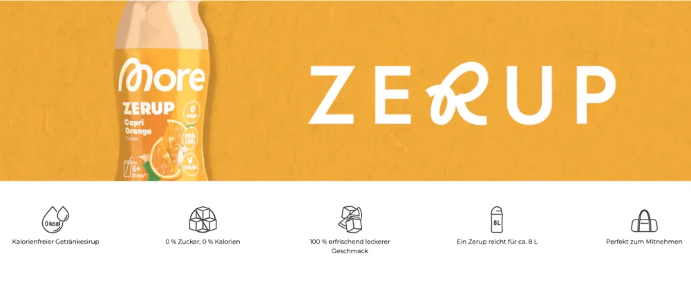 MORE Zerup Zero Syrup with real fruit extracts bundle of 5 5 x 65 ml (up to 42 L ready-to-drink beverage) mixed (bundle of 5) - zerup