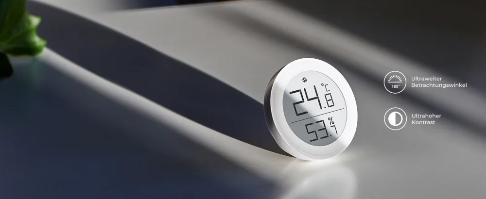 Qingping thermometer Hygrometer Sensor works with Homekit (works only with iOS) via thread or bluetooth wireless internal temperature and moisture monitor with e-link display t version (Works with Apple Home and Qingping+) - E Ink Display