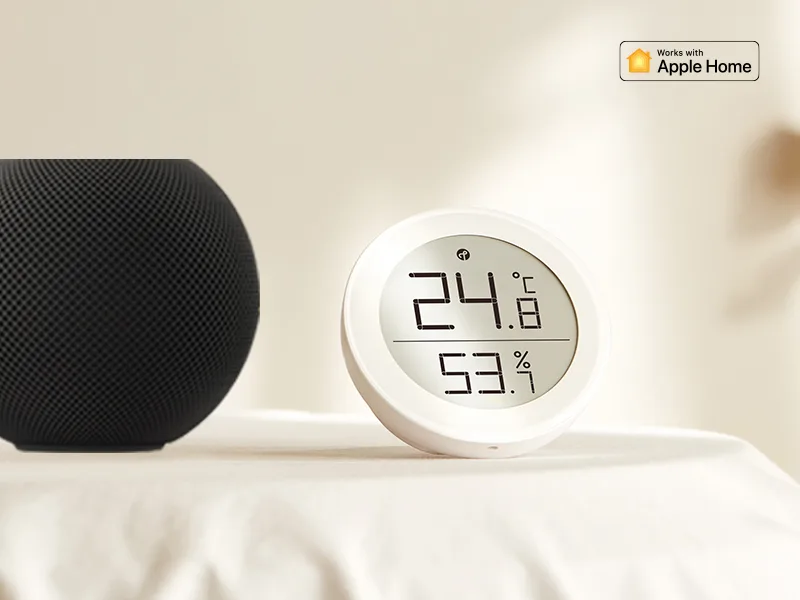 Qingping thermometer Hygrometer Sensor works with Homekit (works only with iOS) via thread or bluetooth wireless internal temperature and moisture monitor with e-link display t version (Works with Apple Home and Qingping+) - Supports Thread and Bluetooth