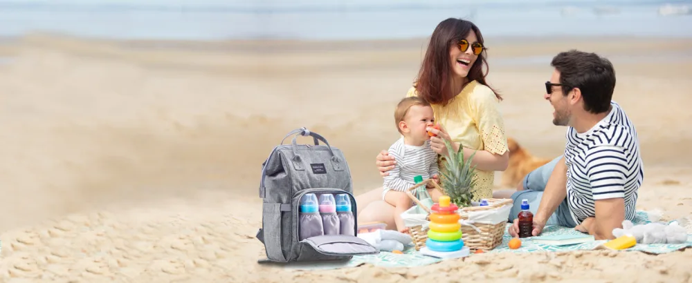 KiddyCare-backpack/wrap backpack with 15 pockets durable baby wrap pocket high quality with isotherm bottle compartment maternity bag pink unit size - Diaper Backpack
