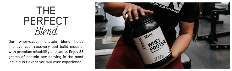 Bare Performance Nutrition, Whey Protein Powder, Meal Replacement, 25G of Protein, Excellent Taste & Low Carbohydrates, 88% Whey Protein & 12% Casein Protein (27 Servings, Vanilla) - bpn; bare performance nutrition; whey protein; protein powder; casein protein powder; chocolate