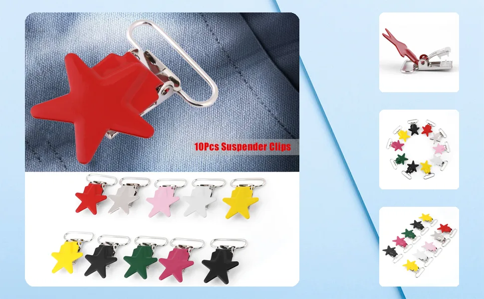 10 pieces pacifier chains clips pacifier clips pentagram braces braces braces pacifier strap holder clip for baby boys and girls - GY01284-1