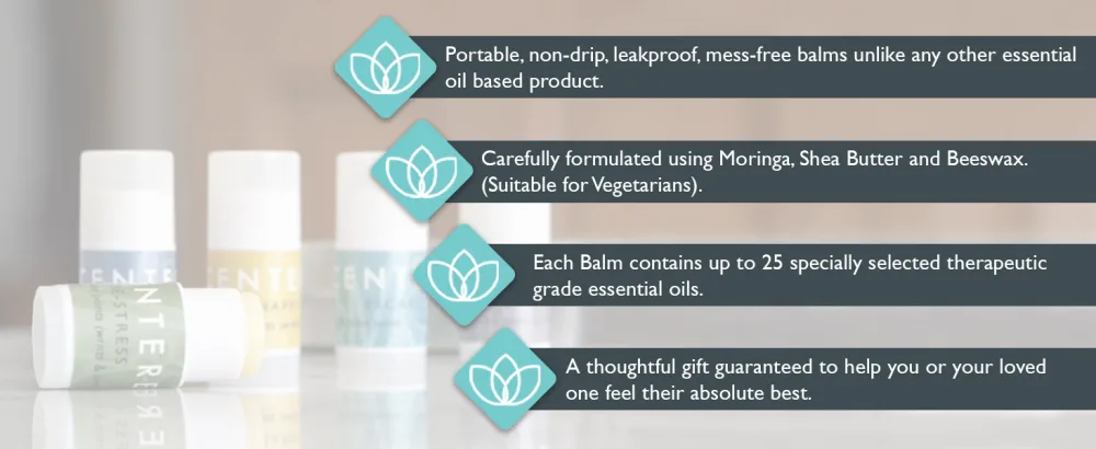 Scentered Aromatherapy Balm Mindful Minis in Gift Set Tin - Essential Oil Blends: Sleep Well, De-Stress, Escape, Happy & Focus Gift Tin - Scentered Aromatherapy Mini discovery sized Balms Set of 5