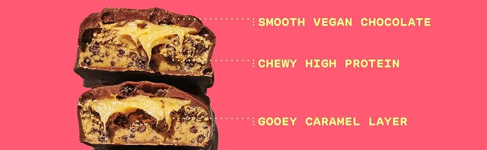 Misfits Vegan Protein Bar, Cookie Butter, Plant Based Chocolate Protein Bar, High Protein, Low Sugar, Low Carb, Gluten Free, Dairy Free, Non GMO, 12 Pack - Misfits Cookie Butter High Protein Vegan Chocolate Bar Inside