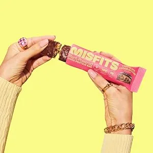 Misfits Vegan Protein Bar, Cookie Butter, Plant Based Chocolate Protein Bar, High Protein, Low Sugar, Low Carb, Gluten Free, Dairy Free, Non GMO, 12 Pack - Misfits Cookie Butter High Protein Vegan Chocolate Bar