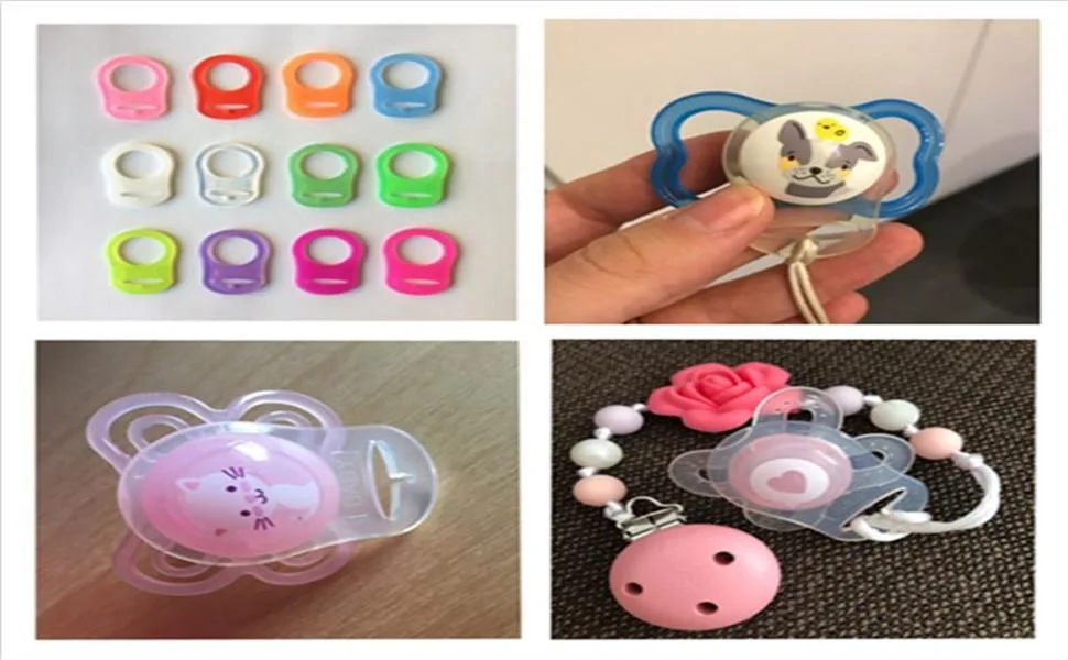 10pcs pacifier chains pacifier clip pacifier band cotton band holder clip adapter ring for baby newborn baby shower gift (#3) transparent - 4Pcs Schnullerketten Schnuller
