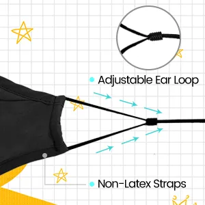 3-Ply Cloth Face Mask 6 Pack,Washable, Reusable and Breathable Face Covering with Adjustable Ear Protection Loops women/men (Kids Black) - product information 5