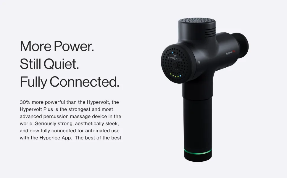 Hypervolt Plus, Featuring Quiet Glide Technology - Handheld Percussion Massage Gun | 3 Speeds, 5 Interchangeable Heads | Helps Relieve Sore Muscles and Stiffness (Hypervolt Plus w/ Bluetooth) - More Power. Still Quiet. Fully Connected