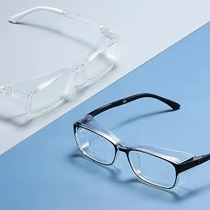 Safety Goggles Protective Blue Light Blocking Eyeglasses for Men Women 2 Pack (Black&Clear) - black&white