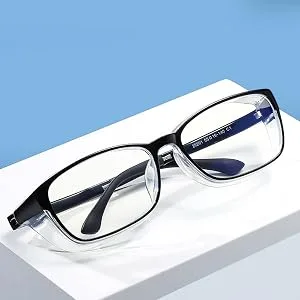 Safety Goggles Protective Blue Light Blocking Eyeglasses for Men Women 2 Pack (Black&Clear) - positive