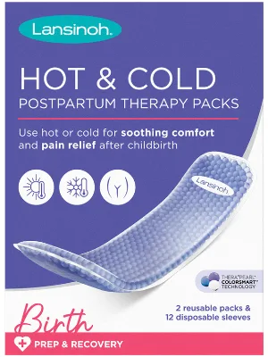 Lansinoh Hot and Cold Pads for Postpartum Essentials, Purple, 2 Count Postpartum Pads - lansinoh hot and cold postpartum therapy packs