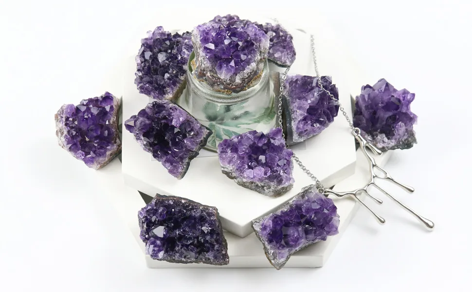Namzi Amethyst Crystals, Amethyst Clusters for Witchcraft, Amathesis Crystal, Raw Amethyst, Natural Amethyst Geode Cave Healing Crystal Stones, Medium 1 Piece Set - Amethyst Cluster