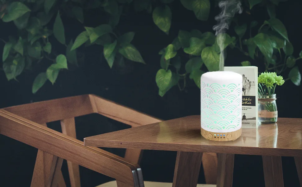 HOMNAS Essential Oil Diffuser, 100ML Upgraded Ceramic Diffusers for Essential Oils, Aromatherapy Diffuser Cool Mist Humidifier with Waterless Auto Shut-Off for Home Office Baby Auspicious Cloud - Comfortable and elegant aroma diffuser environment