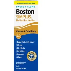 Contact Lens Solution Kit by Boston Simplus, for Gas Permeable Contact Lenses, 3.5 Fl Oz Multi-Action Solution, 0.17 Fl Oz Rewetting Drops, Lens Case Included - product information 1