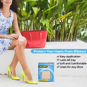 Extra Durable Moleskin Patches - 3" x 3" 10 Pack - Protect Your Heels From Blisters