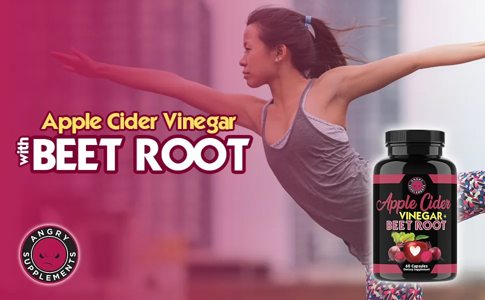 Angry Supplements Apple Cider Vinegar + Beet Root Capsules, Detox Pills, Nitric Oxide + Energy Booster (2-Bottles) - ACV Beet