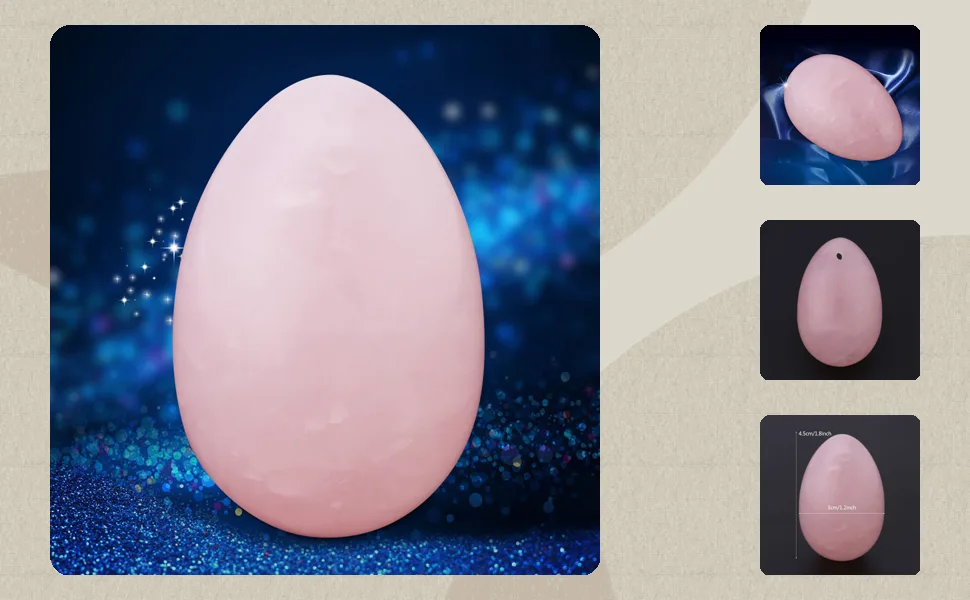 Rose Quartz Jade Egg Shaped Crystal Massage Stone for Healing Recovery Kegel Exercise Gemstone - GY00827-1