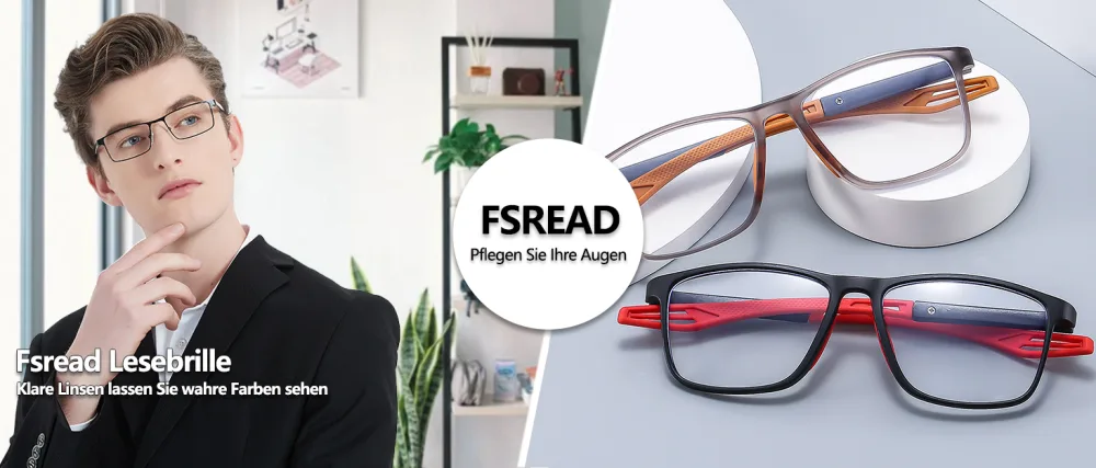 FsRead reading glasses men 3 Set Sporty Design comfortable and flexible light blue light -blocking reading aid for men black gray gray orange black red 1.0 Dioptries - product information 1