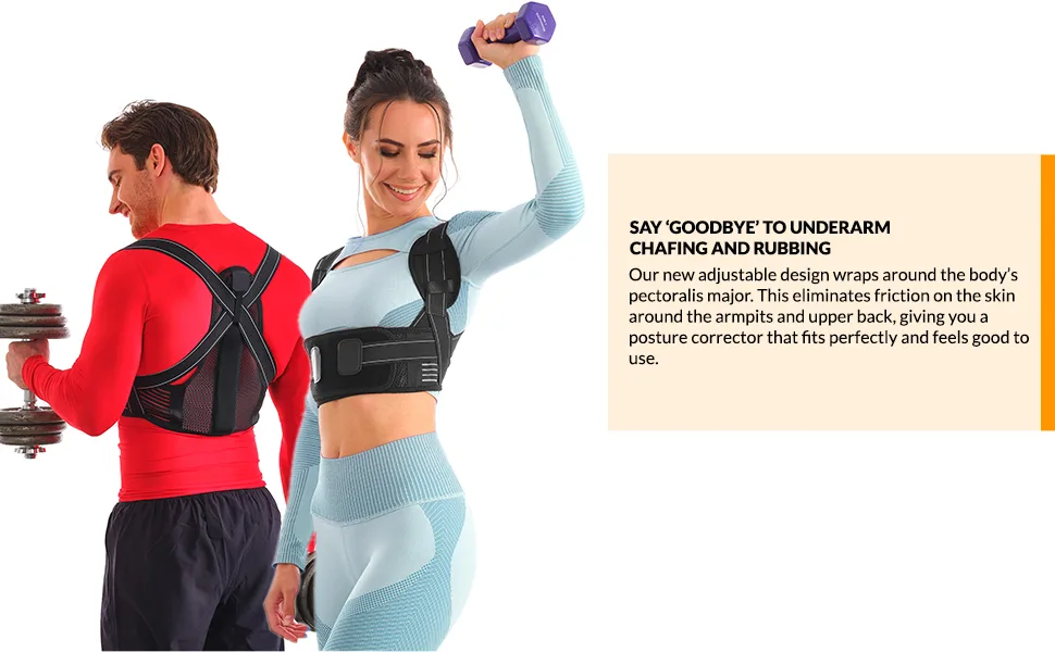 Selbite Posture Corrector for Women and Men - Adjustable Mid and Upper Back Brace - Comfortable New Model of Back Support - Improves Posture and Relieves Back Pain M (32 -35") - Say Goodbye to Underarm Chafing and Rubbing