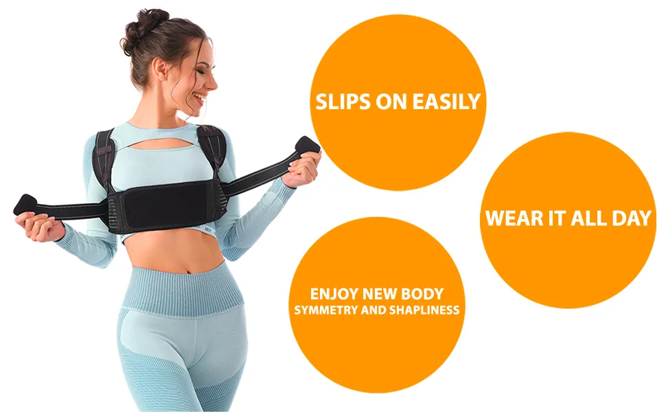 Selbite Posture Corrector for Women and Men - Adjustable Mid and Upper Back Brace - Comfortable New Model of Back Support - Improves Posture and Relieves Back Pain M (32 -35") - This Posture Corrector is Easy to Use.