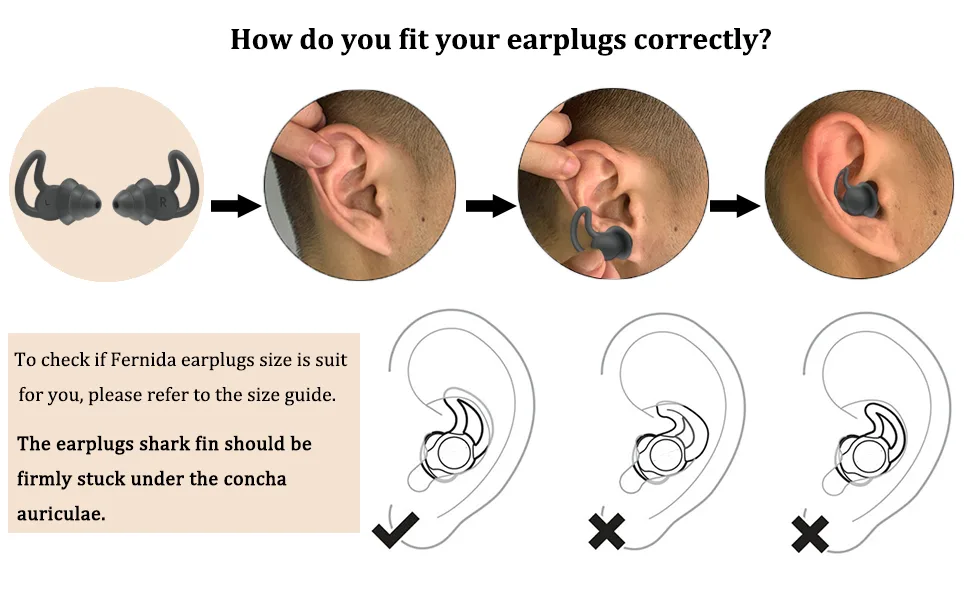 FERNIDA Noise Reduction Reusable Safe Silicone Anti-Noise Earplugs Noise Cancelling Ear Plugs for Sleeping Racing Shooting Traveling Device Black - product information 5